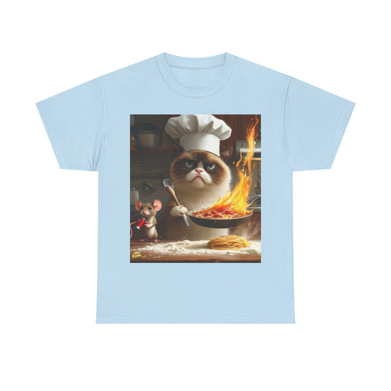 "Chef Cat Cartoon" Printed Cotton T-shirt for Unisex | T-Shirts for Boys, Girls, Men, Women