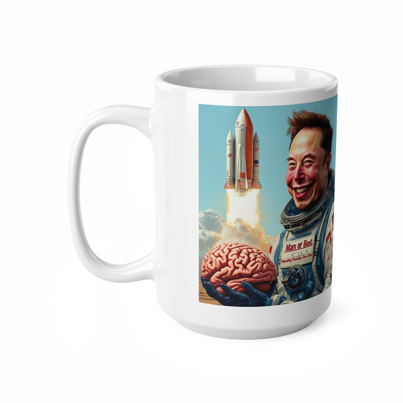 "Elon Musk Big Brain" Printed Ceramic 15oz Coffee Cup | Print Cup for Unisex | Restaurant Coffee Cups for Coffee