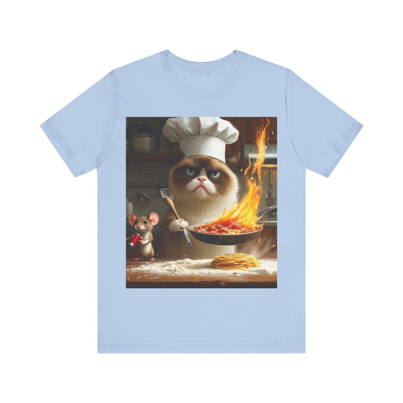 "Chef Cat Cartoon" Printed Cotton T-shirt for Unisex | T-Shirts for Boys, Girls, Men, Women