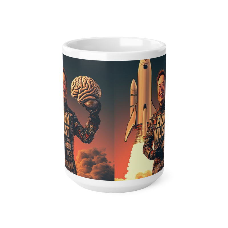 "Elon Musk Big Brain" Printed Ceramic 15oz Coffee Cup | Print Cup for Unisex | Restaurant Coffee Cups for Coffee