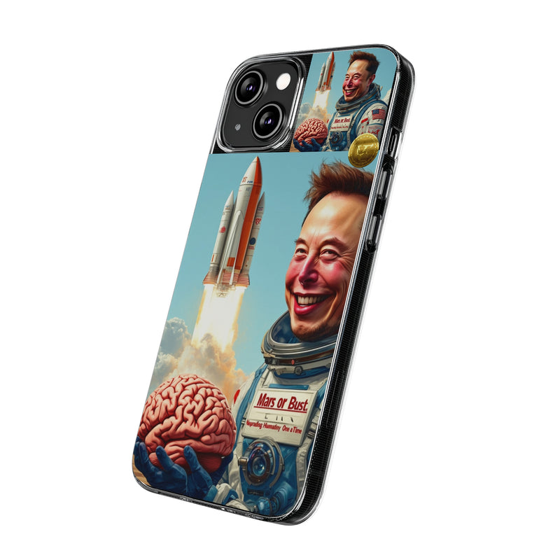 "Elon Musk Big Brain" Painted IPhone Case | Clear Case with Attractive Look | Slim IPhone Case Cover for Unisex