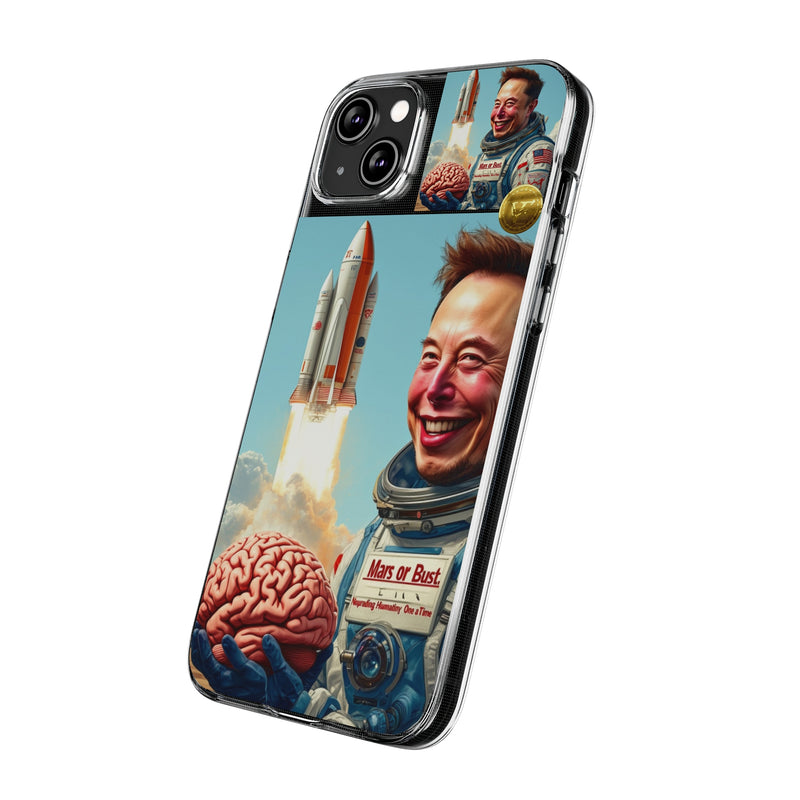 "Elon Musk Big Brain" Painted IPhone Case | Clear Case with Attractive Look | Slim IPhone Case Cover for Unisex